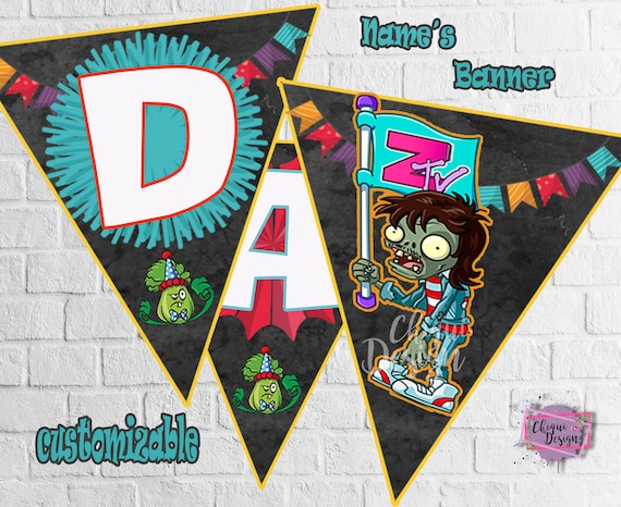 2 Striscioni Personalizzabili Per Compleanno A Tema Zombie Halloween – Decorazione Poster Bambini - 2