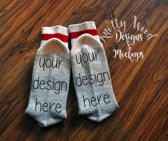 Mockup For Gray Wool Socks Customizable Stock Photo