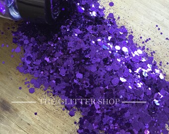 Purple Magic / Purple glitter / Dark Purple Chunky glitter / Bright chunky / solvent & heat resistant / polyester glitter