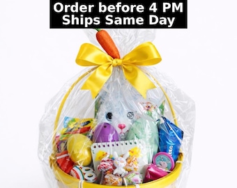 Easter Candy Prefilled Basket with Plush Toy – Variety Snacks,  Spring Treat