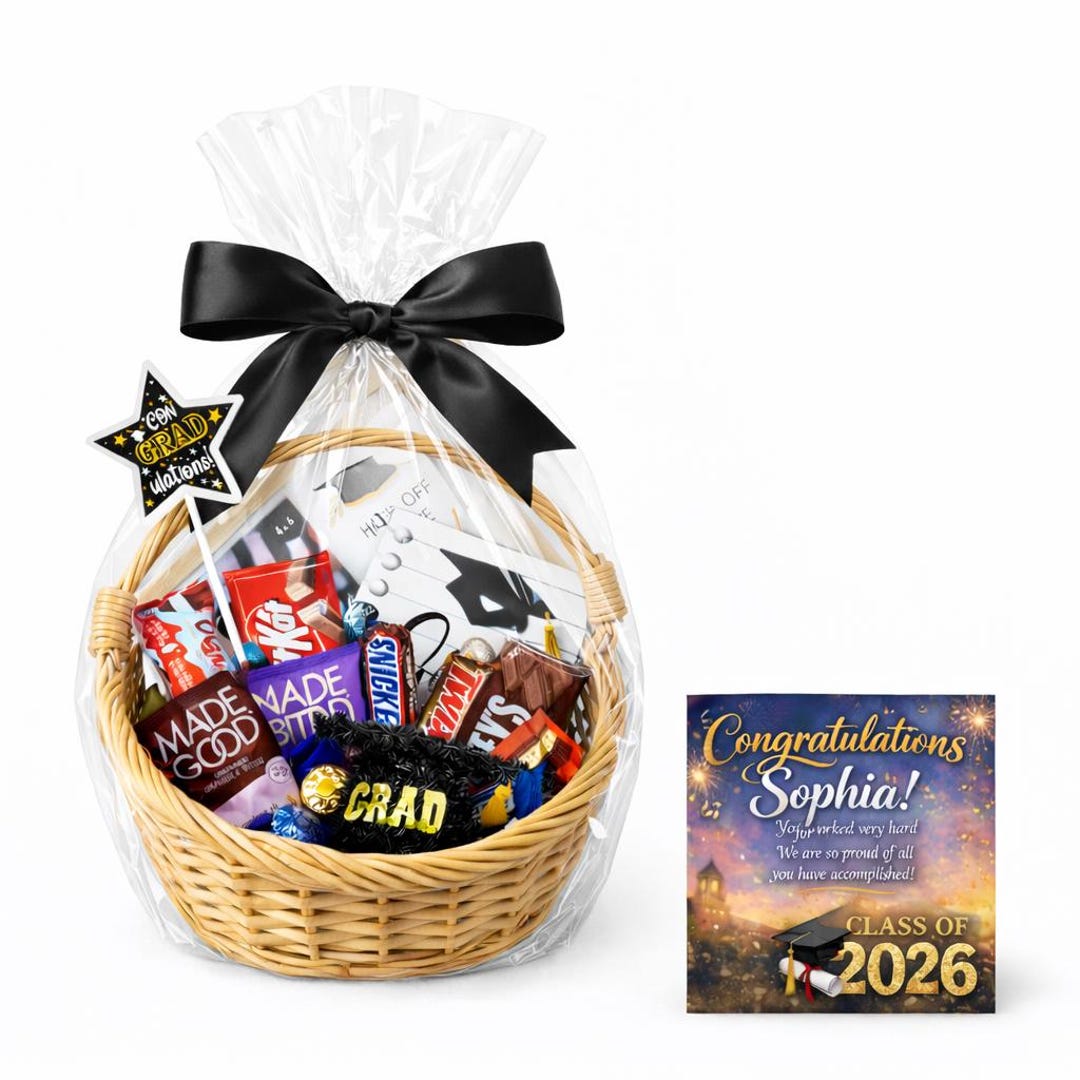 Personalized Graduation Gift Basket, Custom Photo, Class of 2026 Candy ...