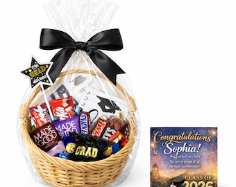 Personalized Graduation Gift Basket, Custom Photo, Class of 2026 Candy Treats