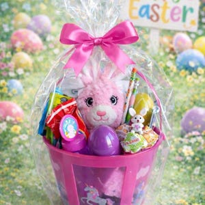 Easter Candy Prefilled Basket with Plush Toy – Variety Snacks,  Spring Treat