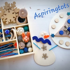 Winter Snowman Loose Parts/ Transient Art Winter Nature Table Tinker Tray/ Inspired by Reggio, Montessori, Waldorf learning/ Open Ended Toy