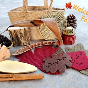 Fall Baby Treasure Basket Heuristic Learning for Baby Reggio Emilia inspired Loose Parts Montessori Toddler Natural Toy Waldorf Nature Toy