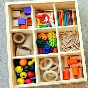 Rainbow Number Sensory Loose Parts Tray: Montessori Math Learning Toy