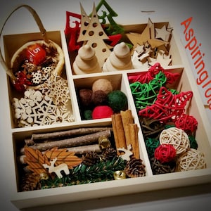 Wooden Winter Reggio Emilia Inspired Loose Parts Montessori Seasons Work Waldorf Nature Table Open Ended Transient Art Holiday Tinker Tray