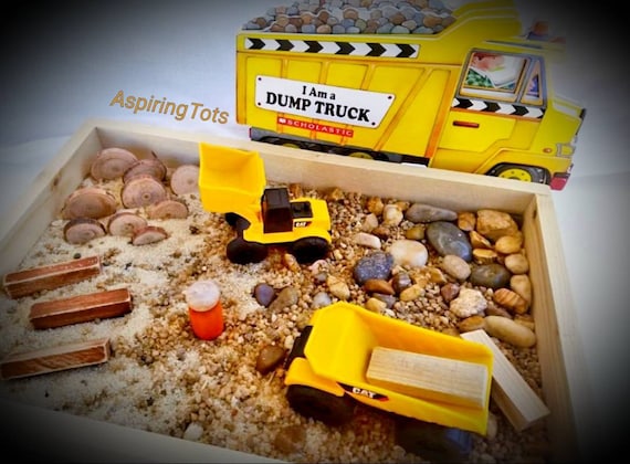 Construction Sensory Bin Small World W Truck Book Sand Box Loose
