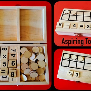 Montessori Moveable Math Box Reggio Emilia Numbers Loose Parts Play Waldorf Math Game Teacher Resource 1-1 Correspondence Sensory Counting
