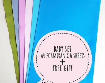 Baby",Foamiran A4 Set (6pcs) - foam Eva, handmade foam flowers