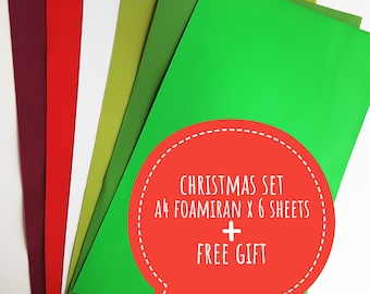 Christmas",Foamiran A4 Set (6pcs) - foam Eva, handmade foam flowers