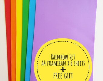 Rainbow",Foamiran A4 Set (6pcs) - foam Eva, handmade foam flowers