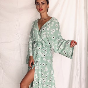 Floral Kimono Dress, Bridal Robe, Boho Kimono, Festival Outfit, Turkish Bathrobe, Dressing Gown, Festival Outfit, Mothers Day Gift image 4