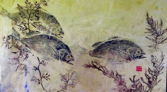 Fish Prints Gyotaku Wall Art Etsy