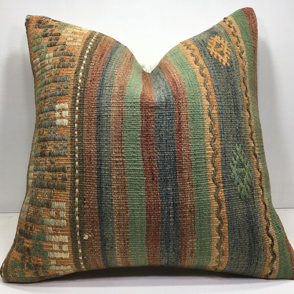 Kilim Pillow, Vintage Pillow Cover, 20x20 Pillow,Turkish Kilim Pillow, Cushion Cover,Sofa Pillow,Home Living, Home Decor, Decorative Pillow