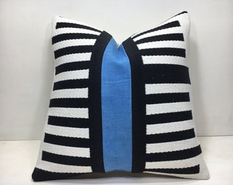 Funda de almohada Kilim vintage, cojín turco tejido a mano, decoración para sofá de 40 x 40 cm