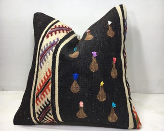 kilim pillow cover,18x18 pillow,vintage,handwoven pillow,home living,home decor,throw pillow,accent pillow,decorative pillow,bohemian pillow