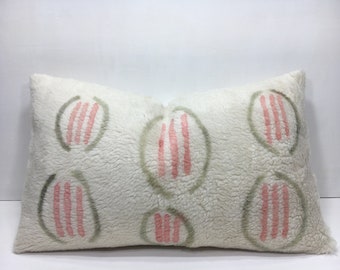 ヴィンテージトルコキリム枕、手織りランバークッションカバー（12x20
