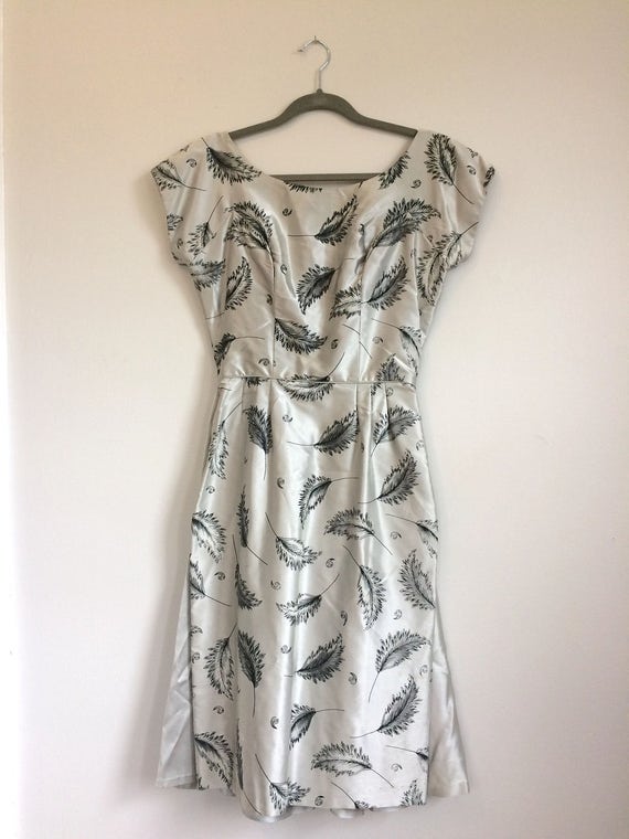 Vintage Satin Feather Wiggle Dress - image 2