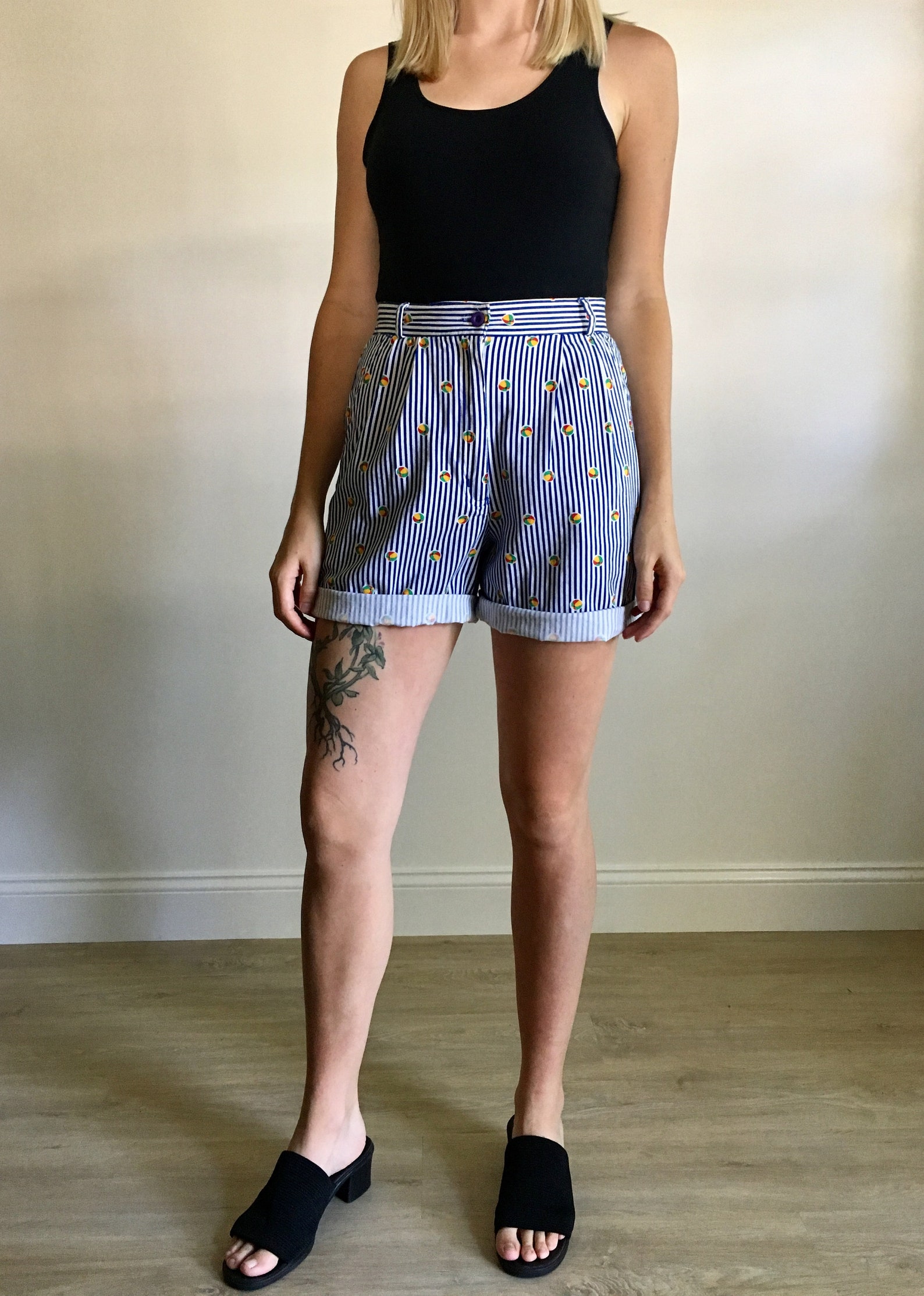 Vintage Striped Beach Ball Shorts Etsy