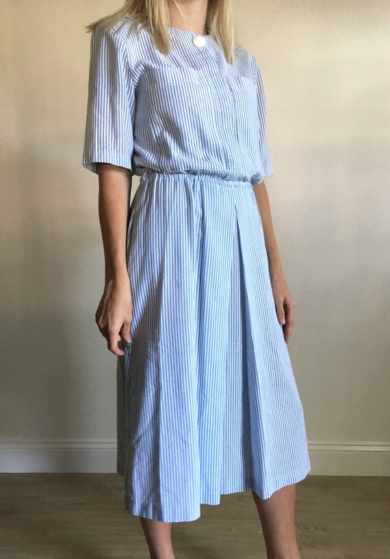 Striped Blue & White A-line Vintage Dress