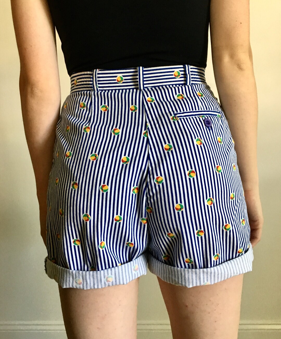 Vintage Striped Beach Ball Shorts Etsy