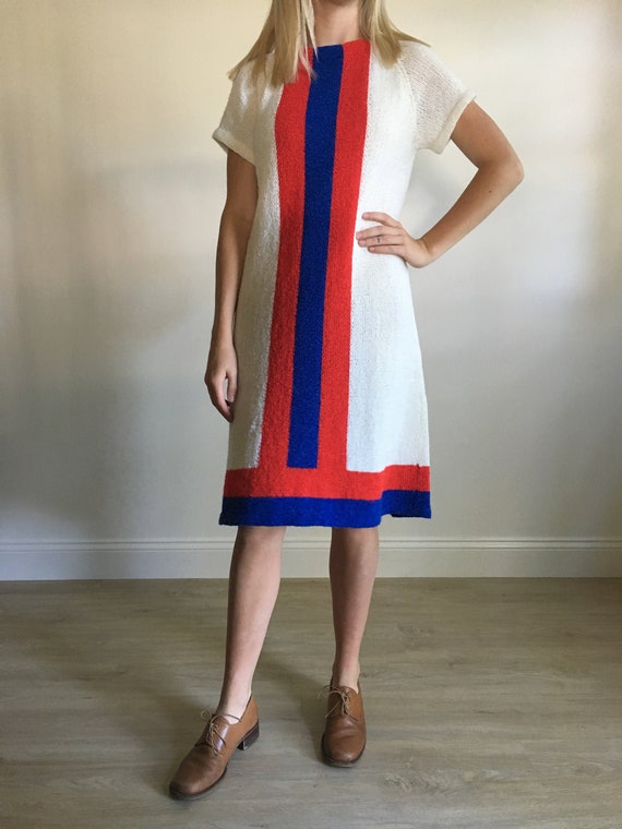 Vintage Knit Stripe Mod Dress - image 2