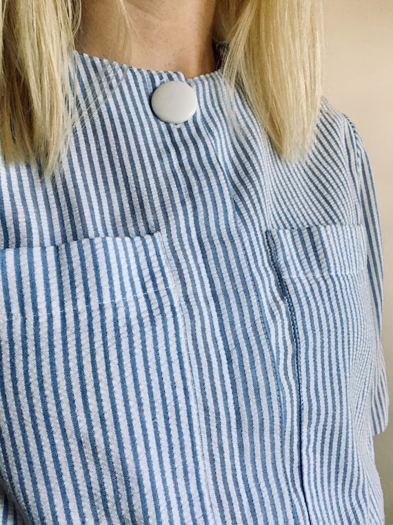 Striped Blue & White A-line Vintage Dress - image 2