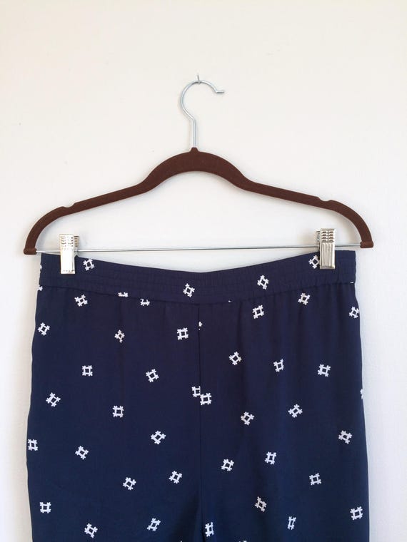 High Waist Navy Patterned Pant - image 3