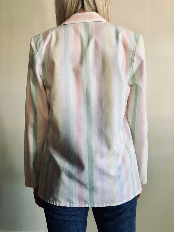 Lightweight Pastel Striped Vintage Summer Blazer - image 5