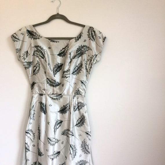 Vintage Satin Feather Wiggle Dress - image 1