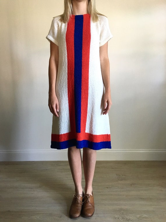 Vintage Knit Stripe Mod Dress - image 1
