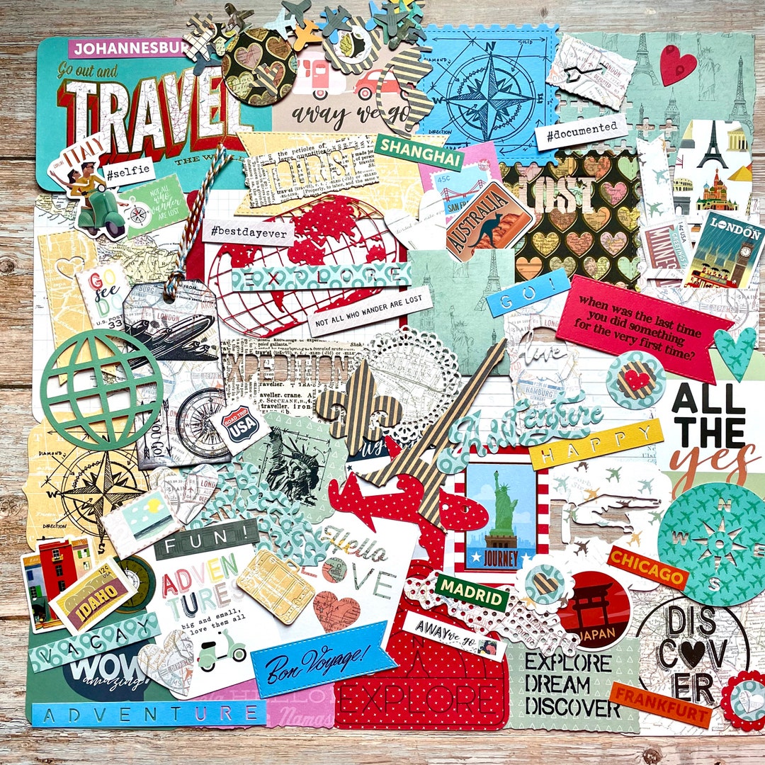 Travel Scrapbook Kit, Adventure Scrapbooking Supplies Paper Sticker for  Journaling Bullet Journals DIY Gift for Adults