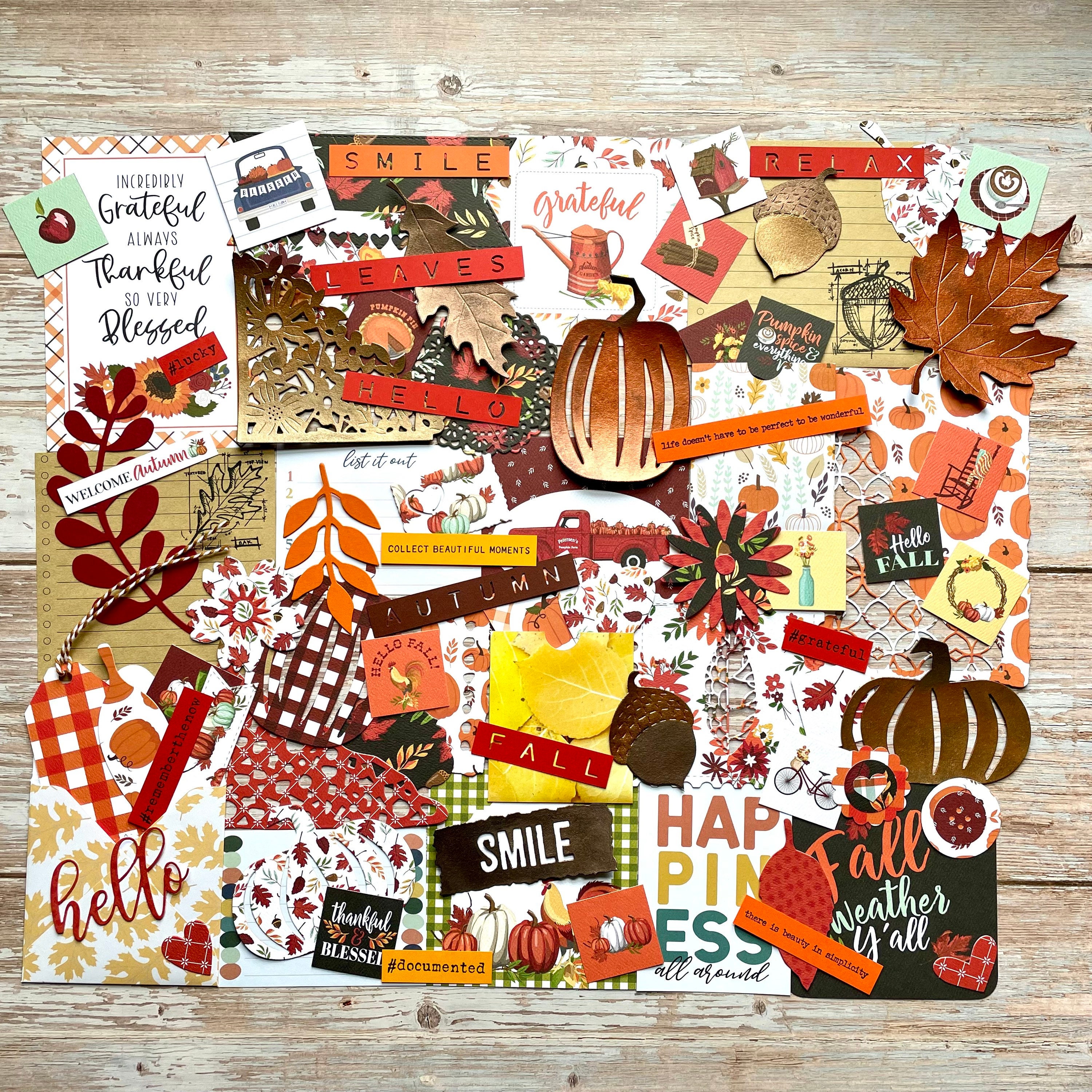 Autumn Scrapbook Supplies, Fall Scrapbooking Accessories, Pumpkins Paper  Embellishments, Leaves Junk Journal Kit 