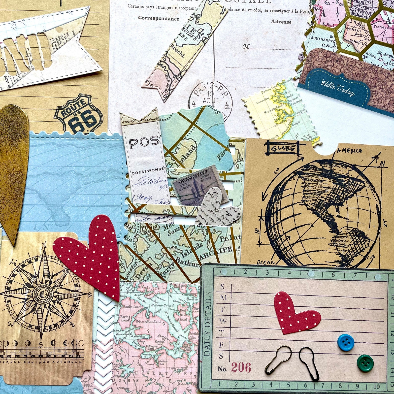 Travel junk journal kit handmade scrapbook embellishments Etsy