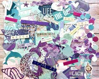 Mermaid Scrapbook Embellishments: Seaside Junk Journal Paper Pack