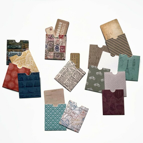 Travel Scrapbook Supplies, Paper Pockets for Journaling and Scrapbooking,  Junk Journal Accessories, Handmade Mini Pockets, Snail Mail 