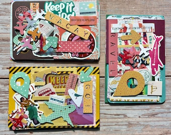 Travel scrapbook kit, summer holidays junk journal set, journey scrapbooking supplies, vacation journaling embellishments