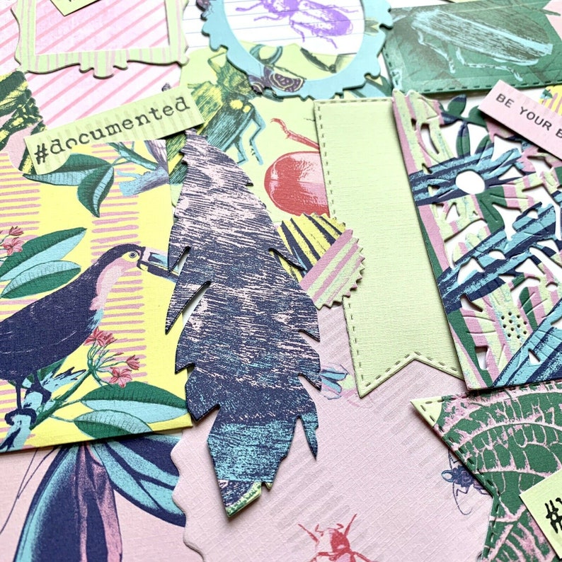 Junk journal kit scrapbook accessories handmade tropical paper embellishments set paradise scrapbooking ephemera vacation journaling kit