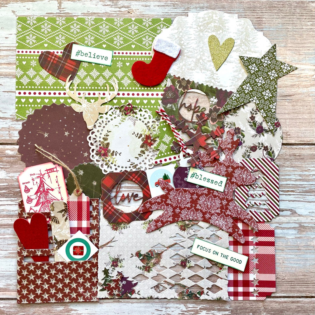 Christmas Scrapbook Supplies, Paper Accessories for Scrapbooking, Junk