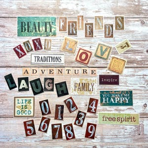 Scrapbook Zubehör, handgeschnittene Wörter Ephemera, Junk Journal Kit, Scrapbooking Sätze, Reisepapierverzierungen, Papierbastelpaket