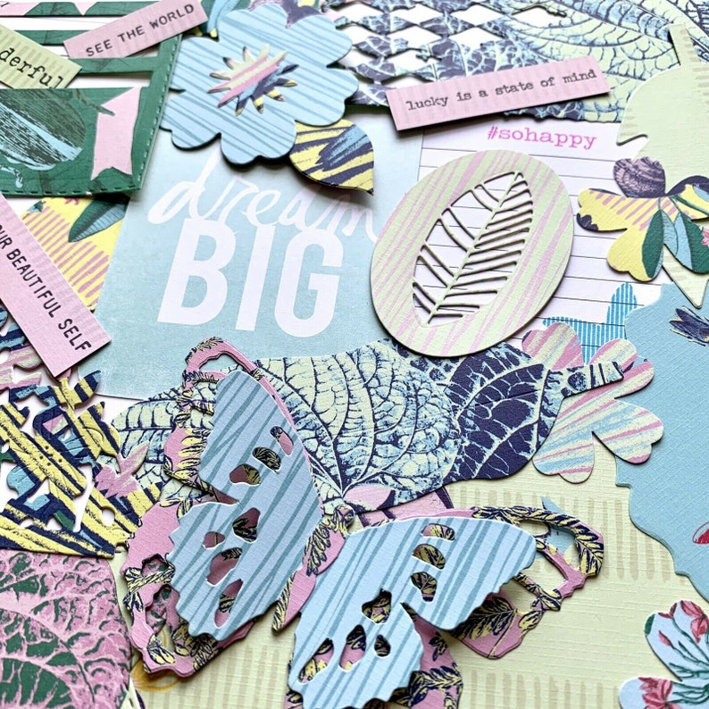 Junk journal kit scrapbook accessories handmade tropical paper embellishments set paradise scrapbooking ephemera vacation journaling kit