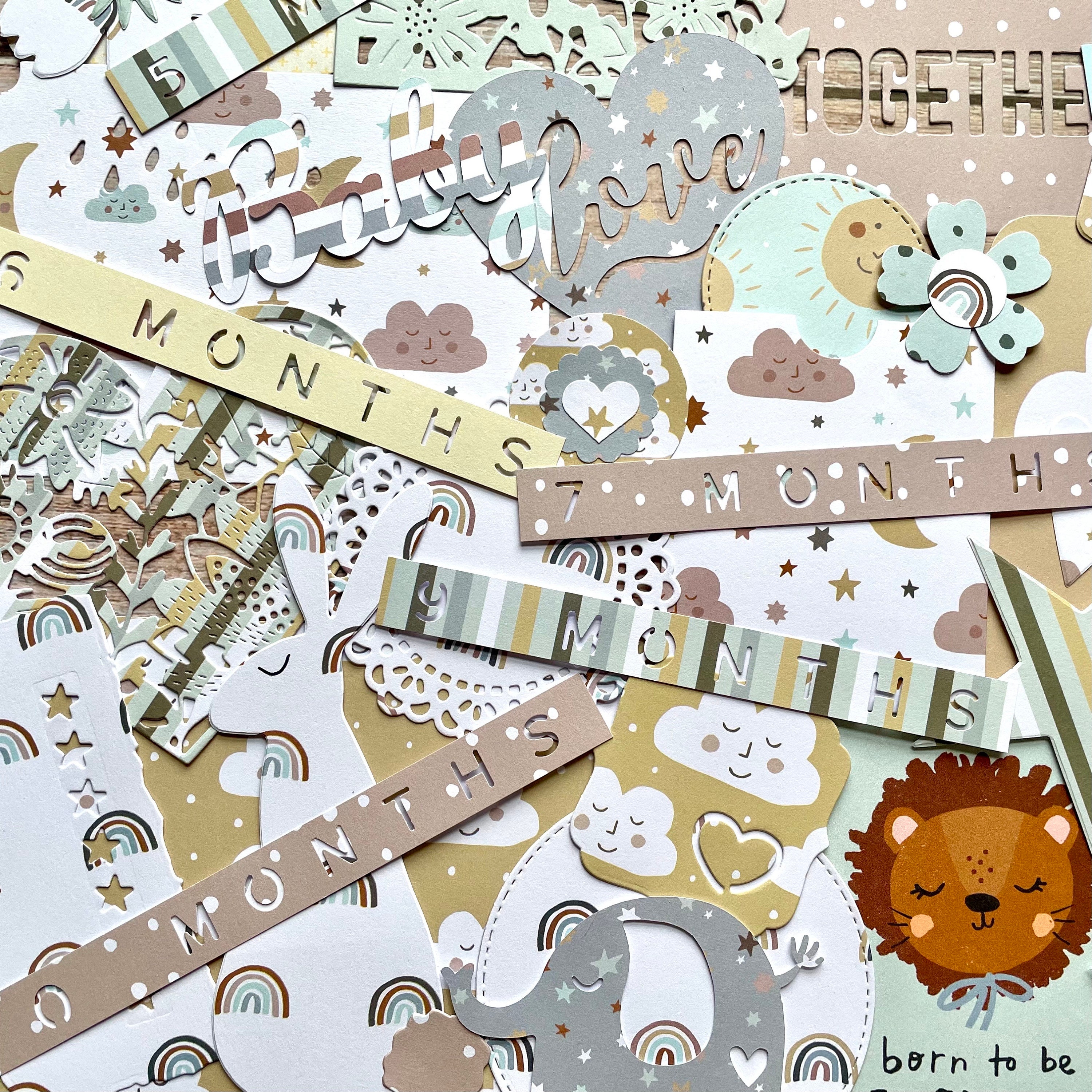 Gender Neutral Baby Scrapbook Embellishments, Baby Shower Junk Journal Kit,  Scrapbooking Supplies for Boys and Girls, Boho Baby 