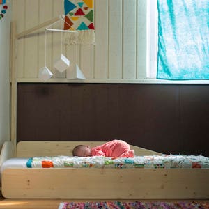 Floor Bed, Natural Wood,  Baby Bed, Montessori, Low Bed