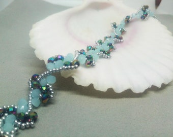 Star spiral bracelet, star bracelet, star jewelry, fantasy jewelry, summer things, summer jewelry, summer bracelet, aquamarine bracelet