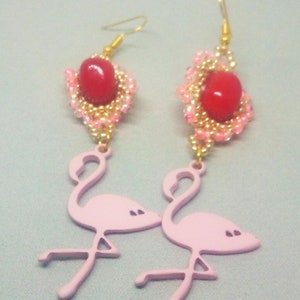 Pink Flamingos- pink flamingo, pink flamingo earrings, pink flamingo jewelry, pop art jewelry, cosplay jewelry, fancy jewelry
