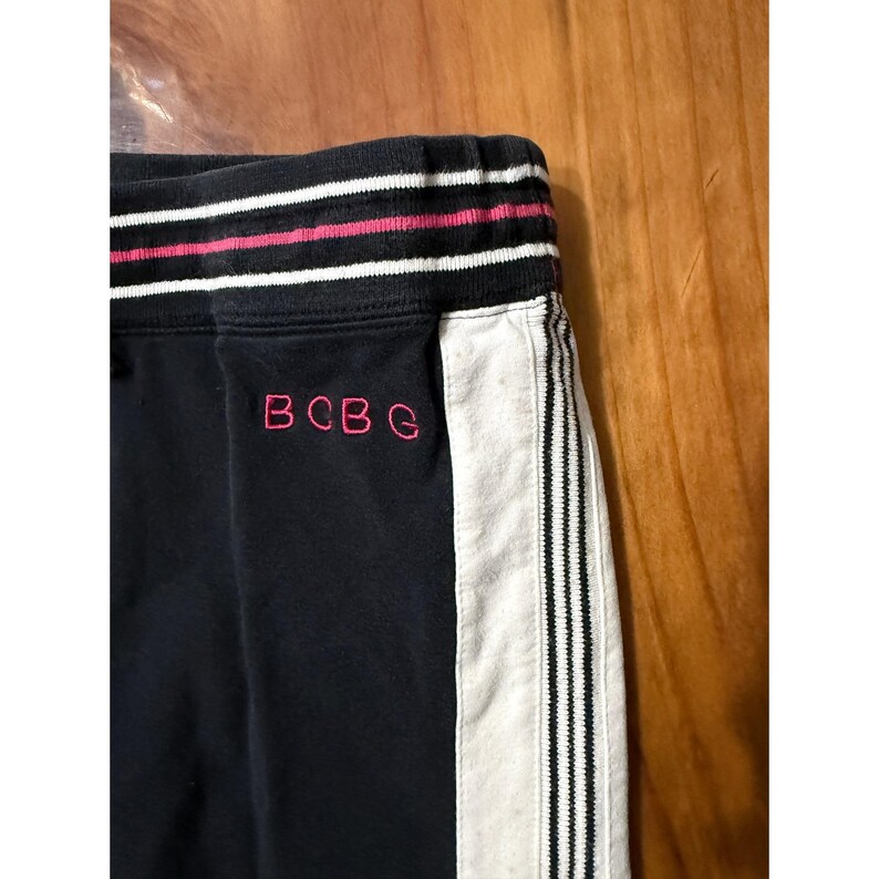 Pantalones anchos estilo vintage Y2K de BCBG, talla grande, elásticos, deportivos, de tiro bajo, a rayas, de algodón L4 imagen 4