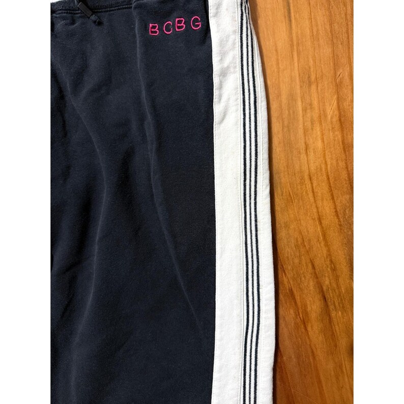 Pantalones anchos estilo vintage Y2K de BCBG, talla grande, elásticos, deportivos, de tiro bajo, a rayas, de algodón L4 imagen 3