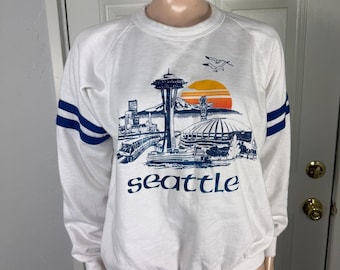 Camiseta deportiva vintage Y2K de los años 90 para mujer, talla M, algodón, SEATTLE WA, talla 3-17