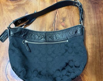Bolso de cuero vintage Y2K, bandolera, estilo hobo de lona Coach Signature F3-14